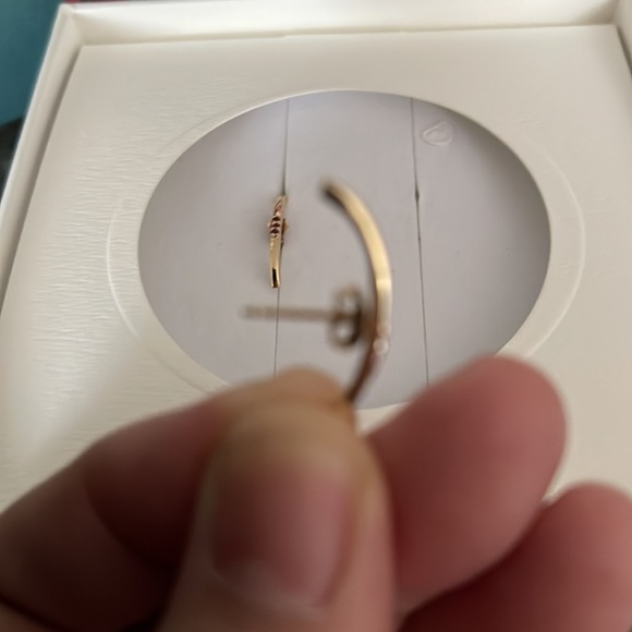 Aurate Semi Hoop Hearings w Rubies,14KYG,EUC - Picture 4 of 5